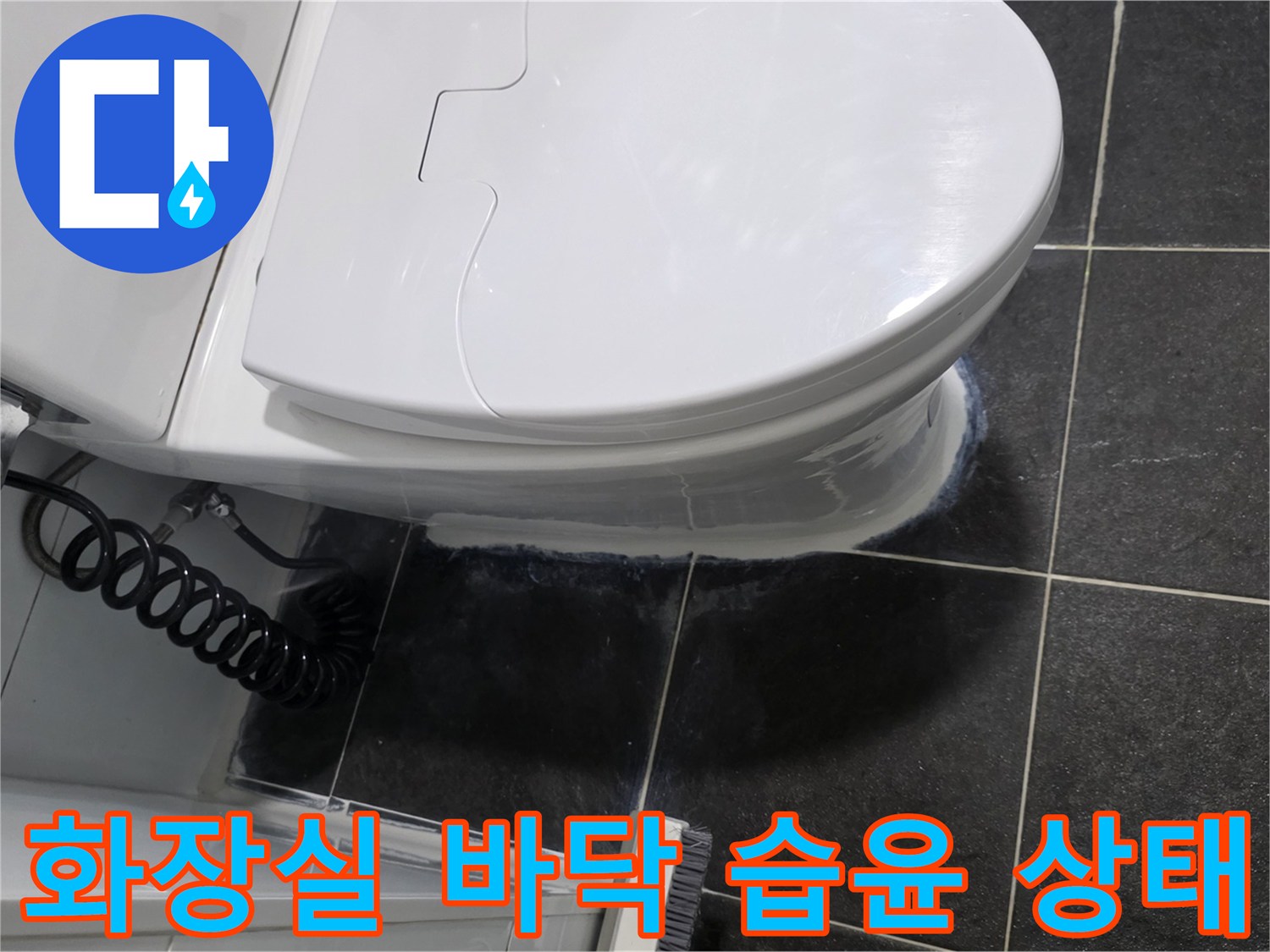 변기 하단-타일 사이 젖은 부분 상세