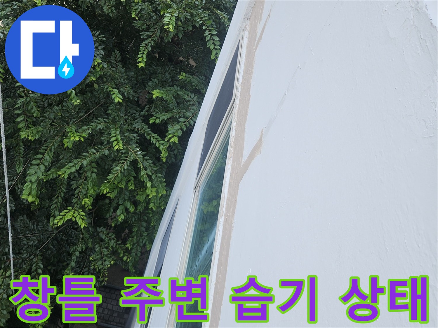 성북구 아파트 창틀 아래쪽의 습한 외벽 상태를 보여주는 사진입니다.