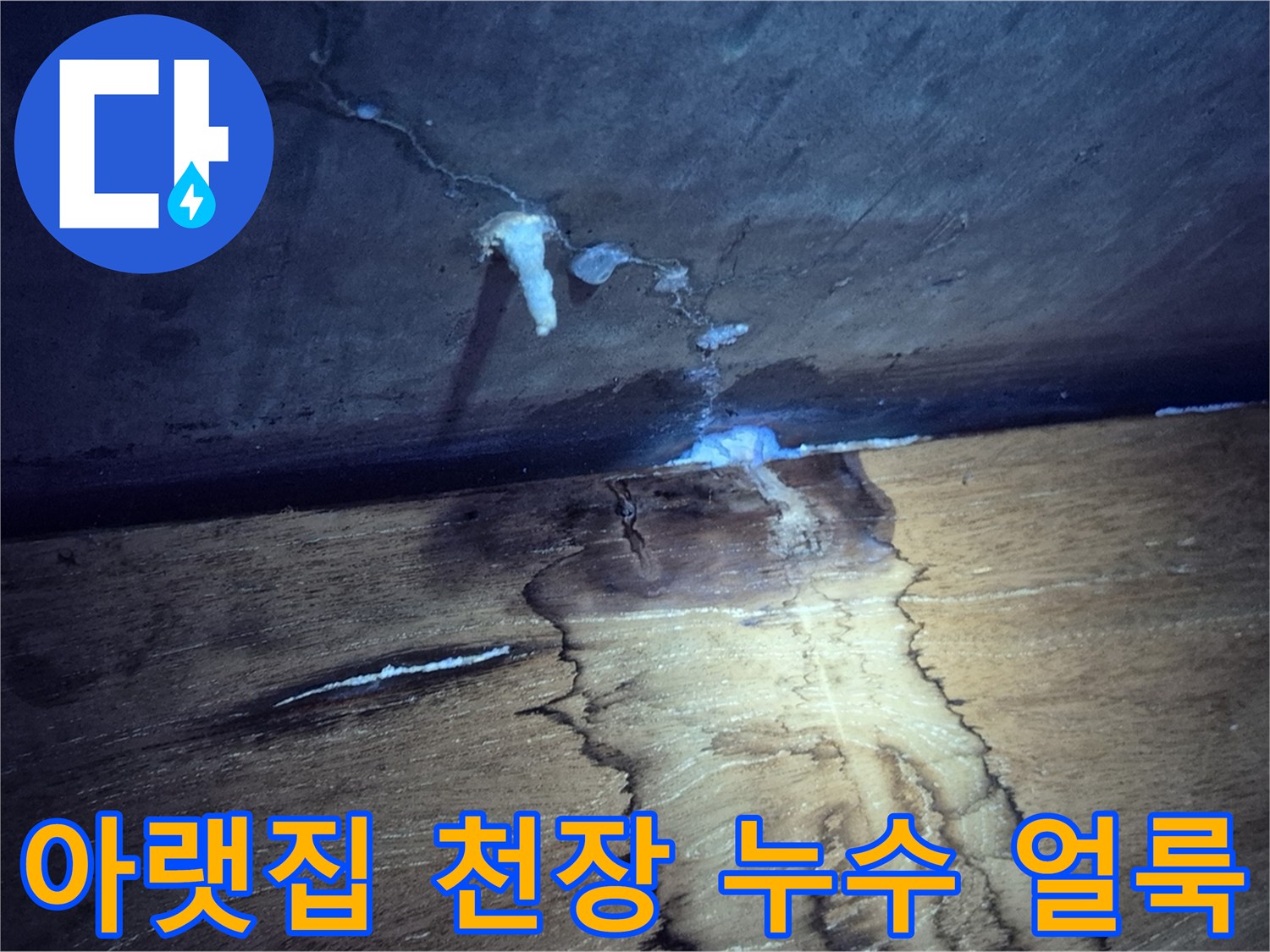 구리 인창동-아랫집 욕실 입구 천장에 발생한 젖은 자국과 얼ভাবে 흔적
