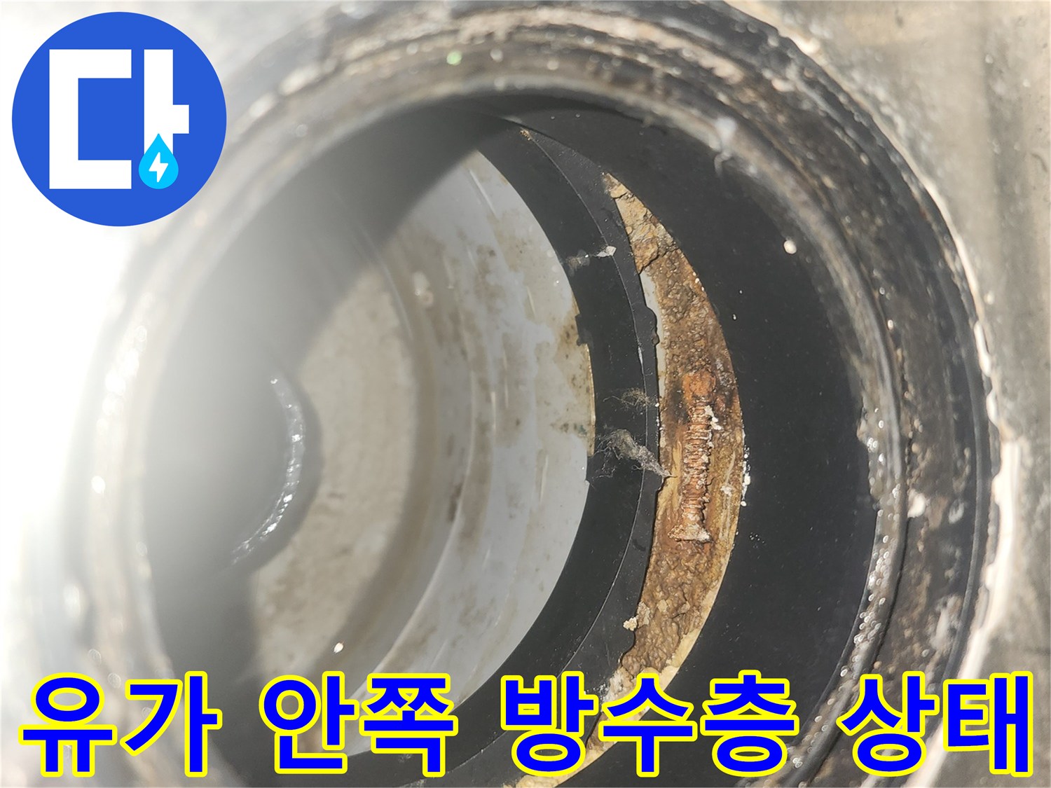 세탁실-배수구-유가-내부-방수층-균열-상태