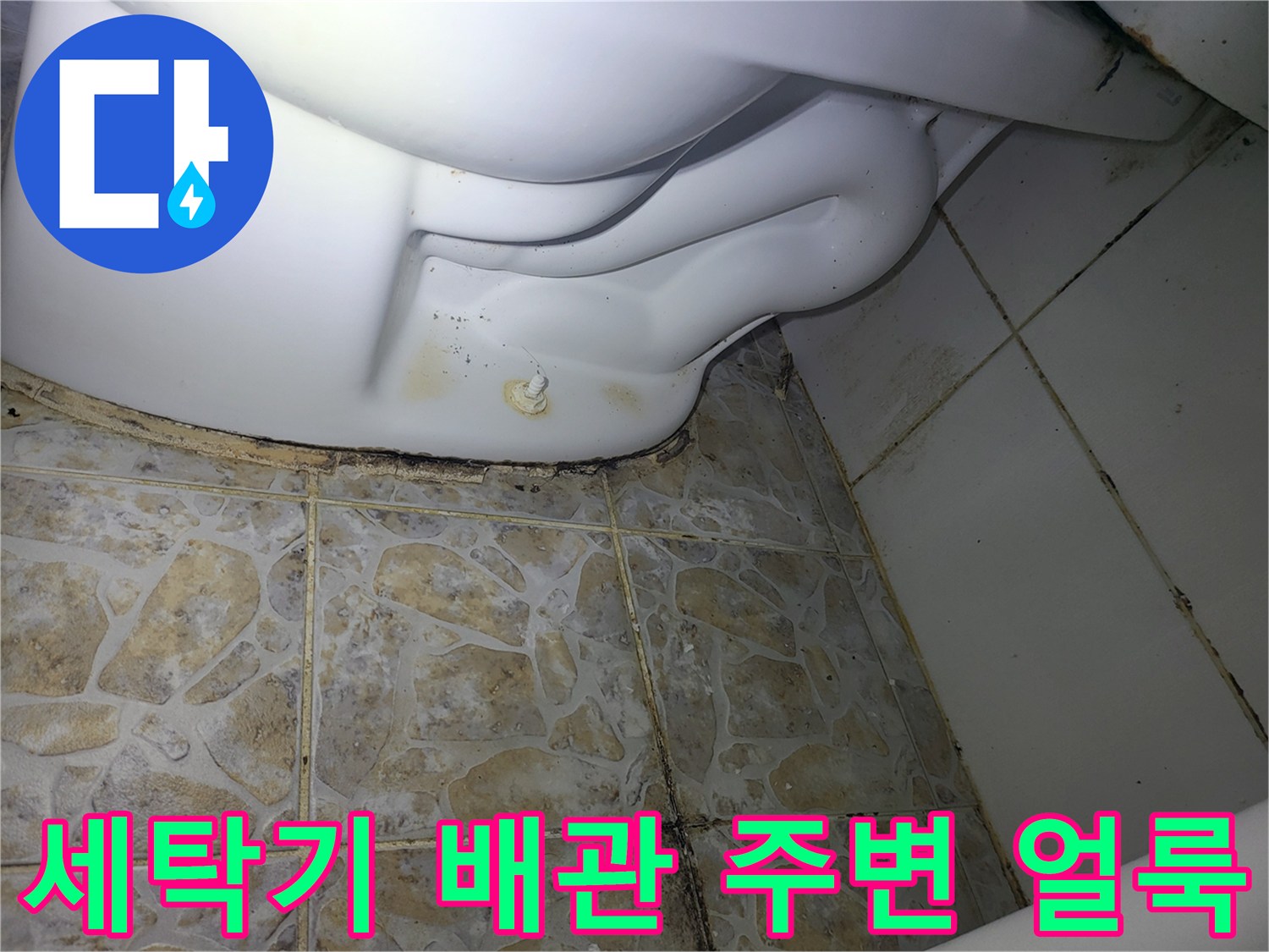 세탁실-하단-배관-주변의-습기와-곰팡이 흔적
