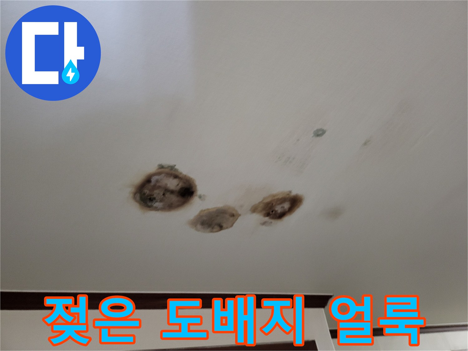 천장 내부-누수로 인해 젖어버린 도배지