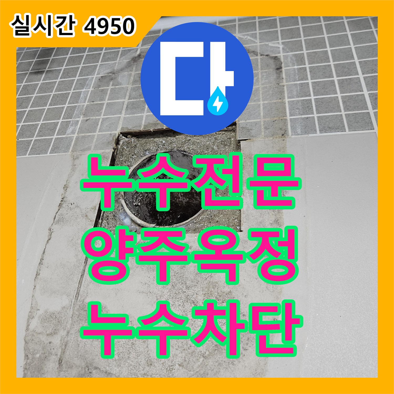 누수전문업체 욕실 배수구 유가 주변 방수층 파손으로 인한 아래층 누수를 해결한 경기 양주시 옥정동