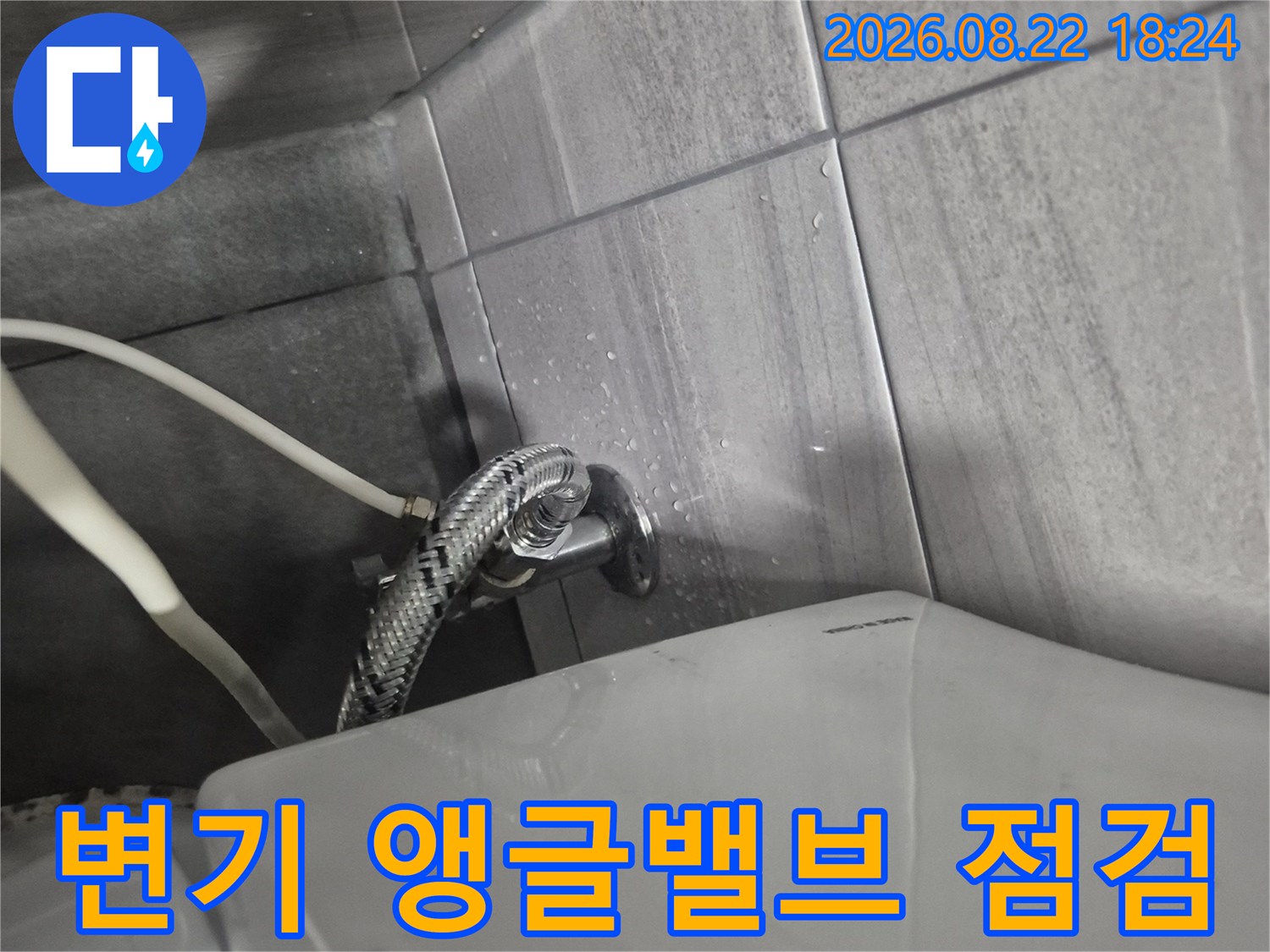 화장실 변기 옆-앵글밸브와 연결 호스 상태 확인