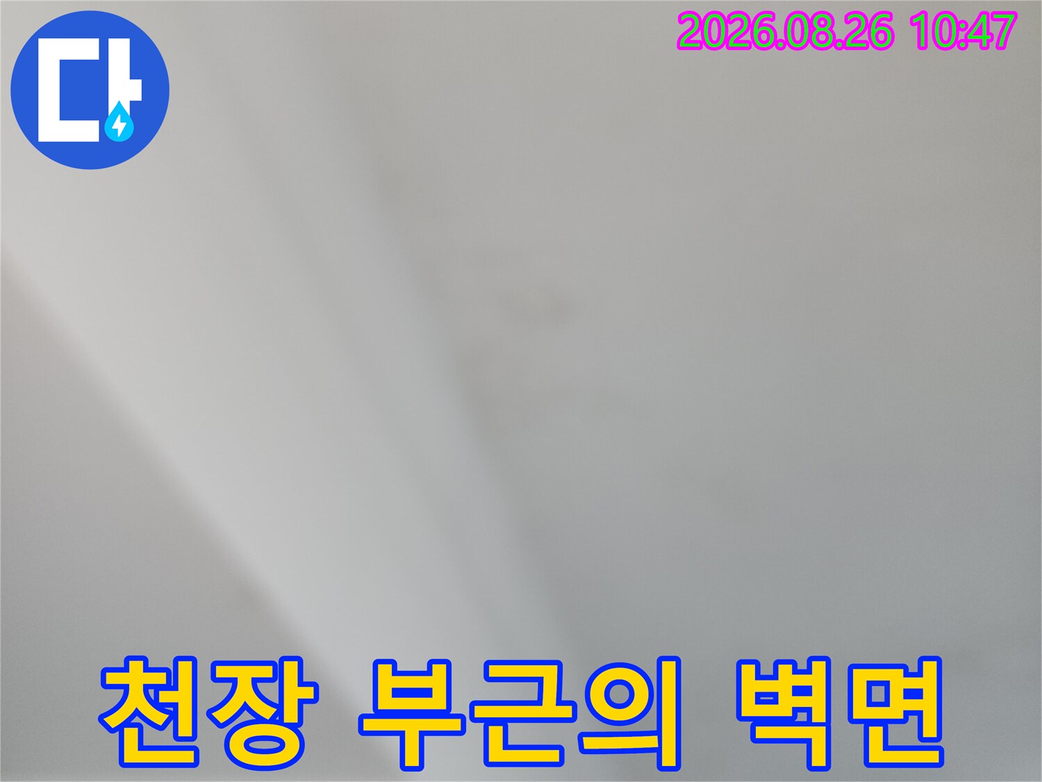 수유한 상가 지하-누수 확인을 위해 촬영한 천장 벽면 모습