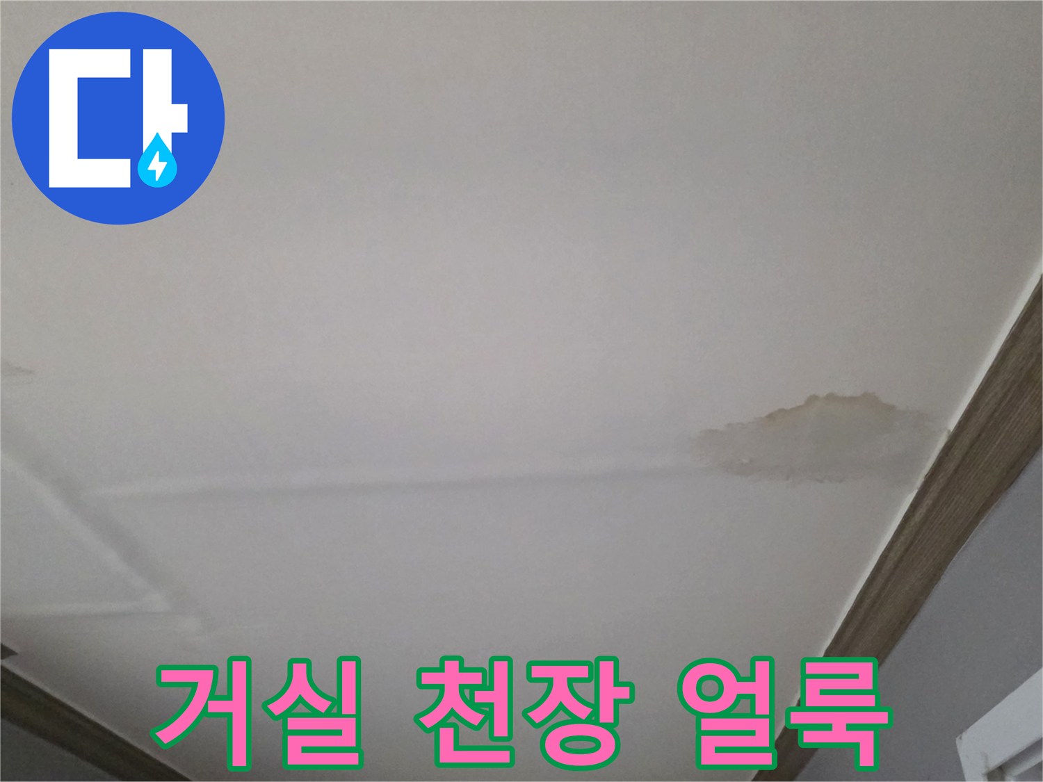 동두현 생연동 빌라-거실 천장에 발생한 젖음과 얼룩 상태