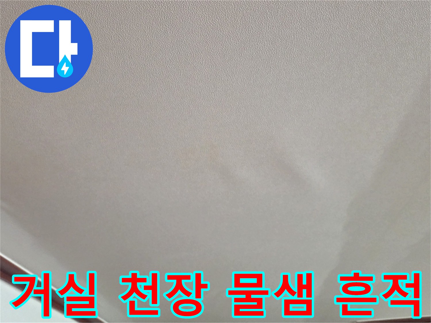 광주 신현동 거실-천장 도배지가 젖어 있는 모습