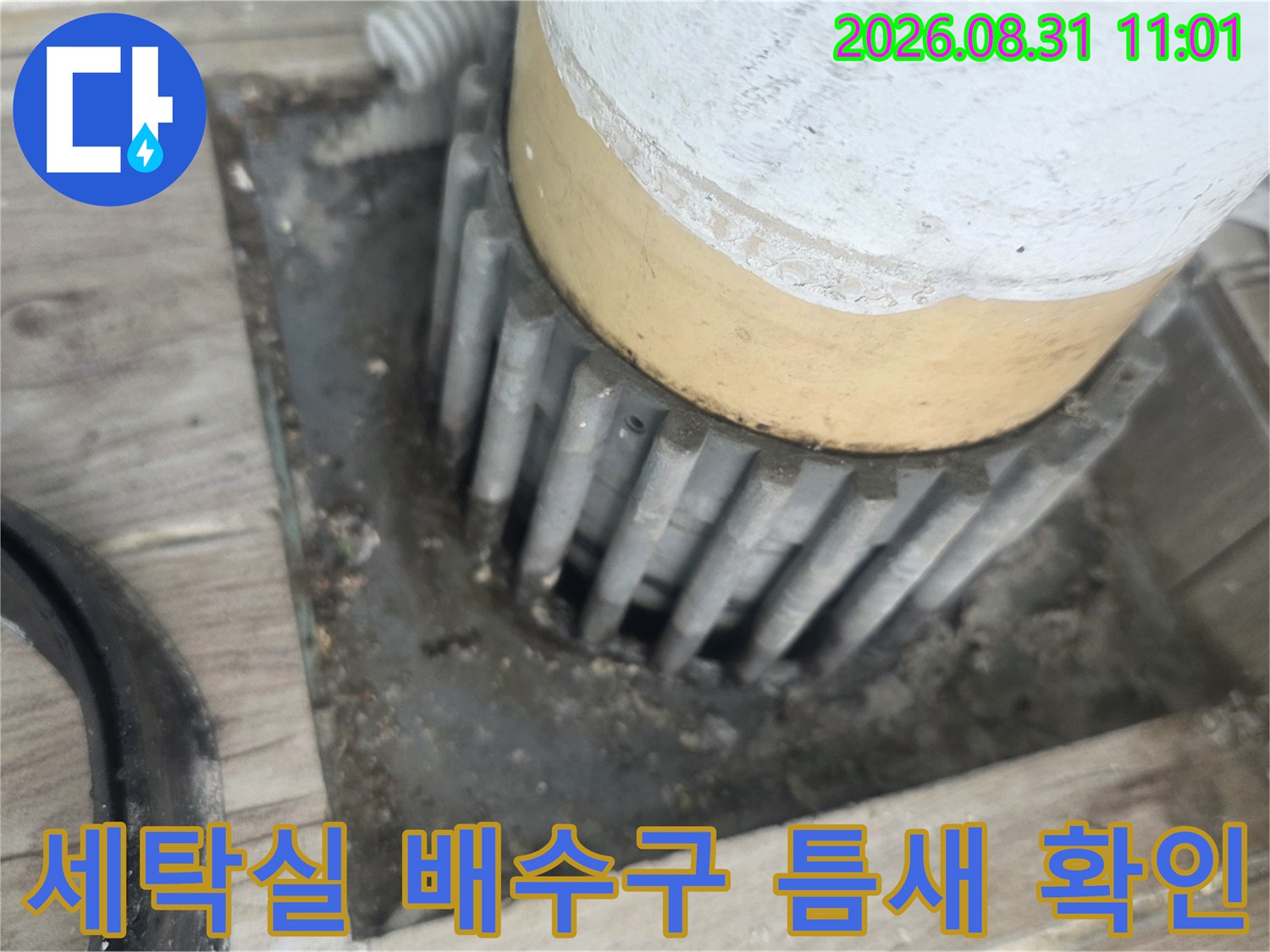 노원구 상계동 세탁실-배수관 주변 방수층 균열 상태