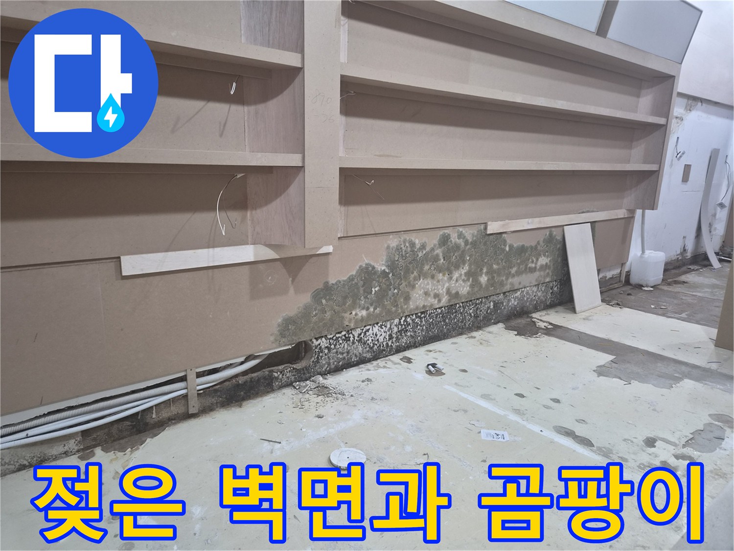 벽체 하단 마감-습기와 곰팡이가 발생한 지점