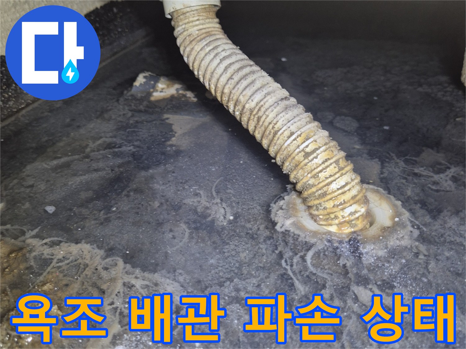 욕조 내부-배관이탈로 인한 누수 지점
