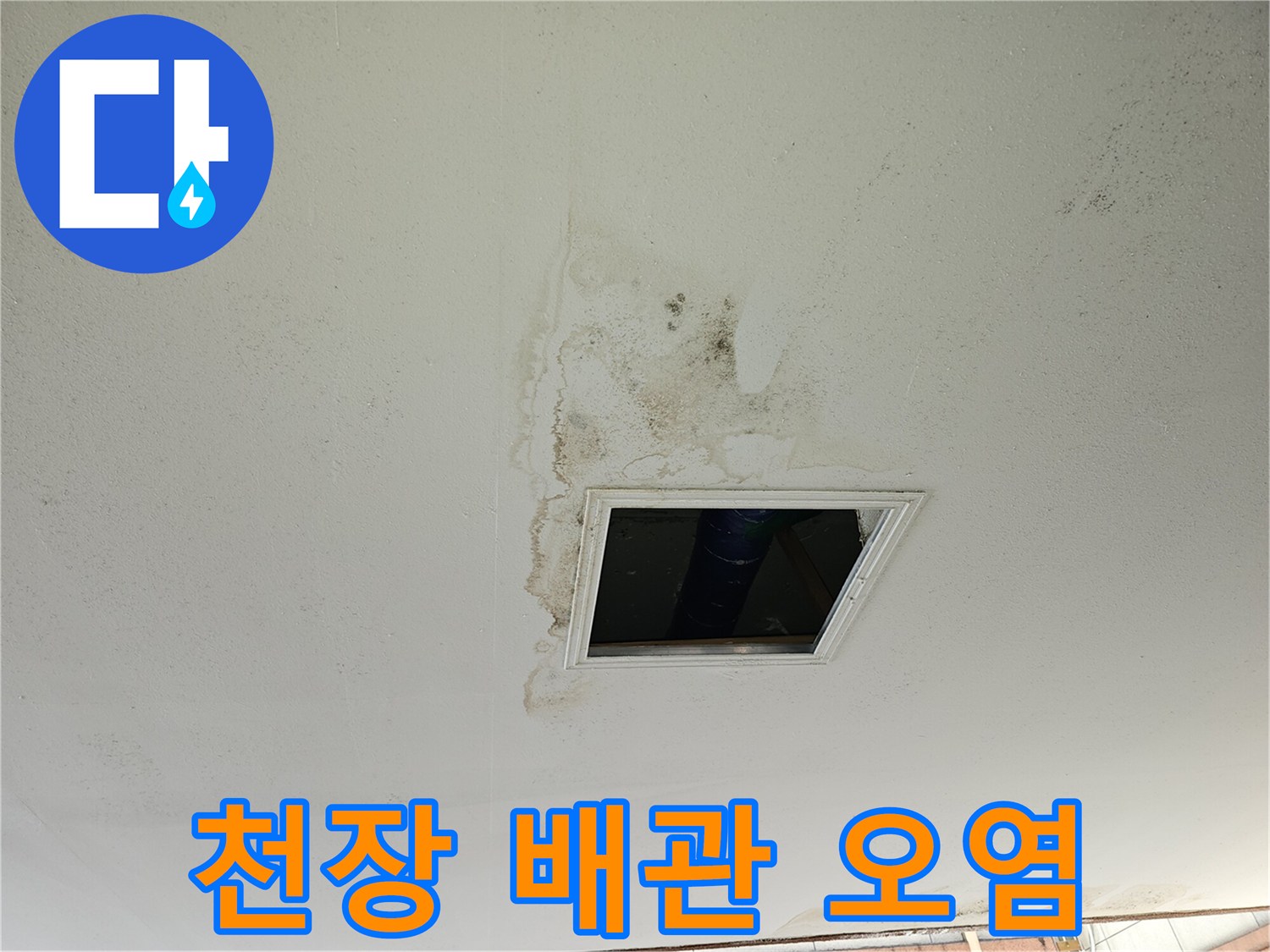 배관-주변의-심한-물자국과-곰팡이-오염-흔적