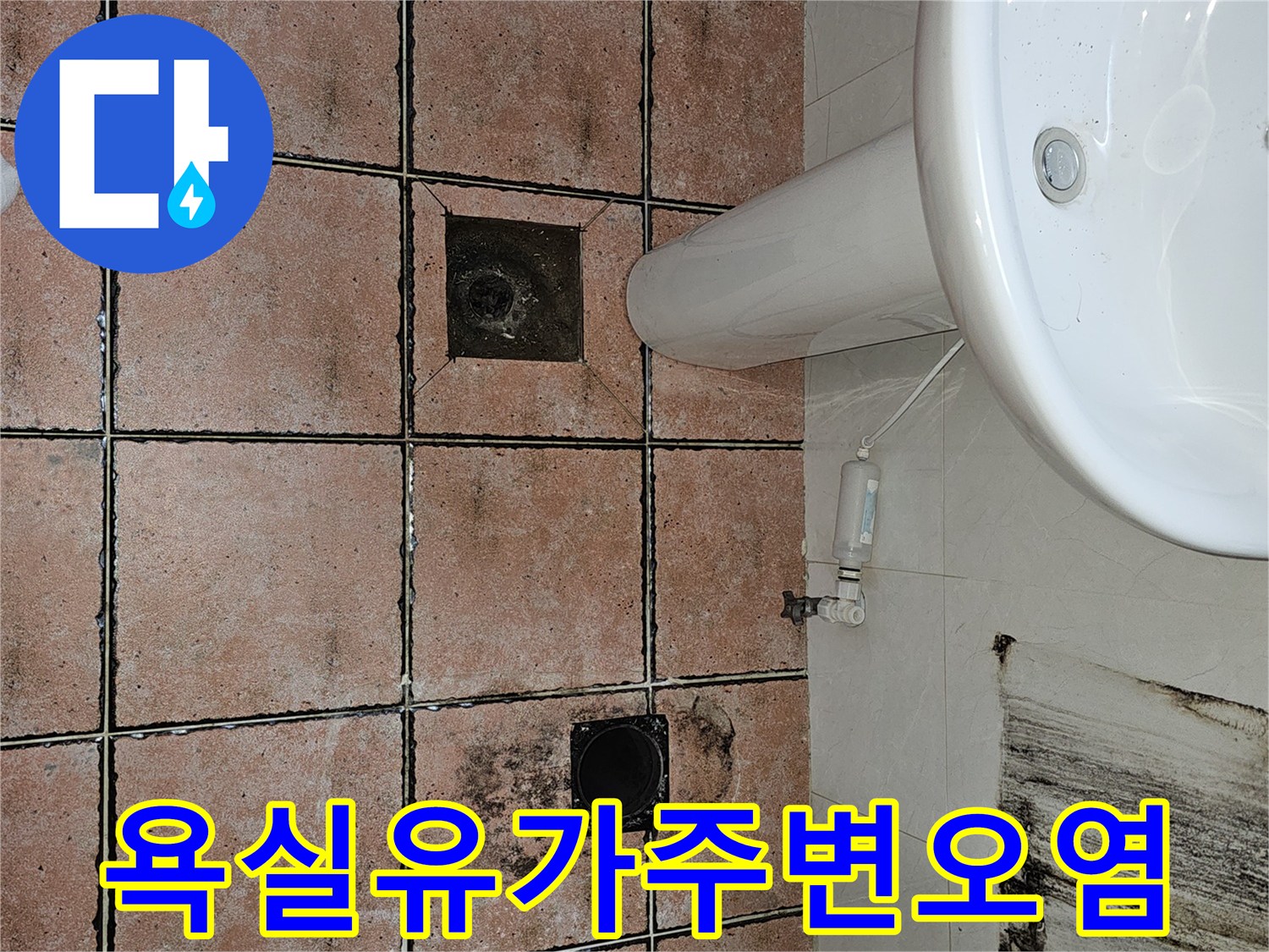 배수구-주위의-타일-변색과-습기-머무름