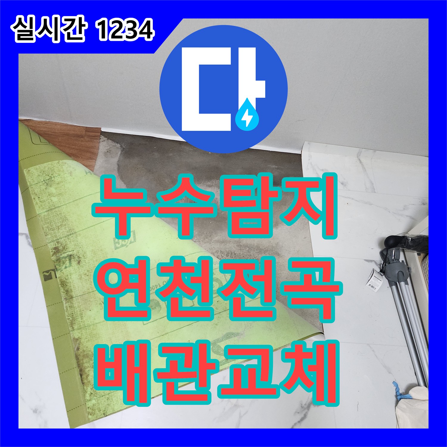 누수탐지 빌라 1층 싱크대 아래 배관 파손으로 지하 천장까지 물이 샌 현장을 수리한 경기 연천군 전곡읍 사례