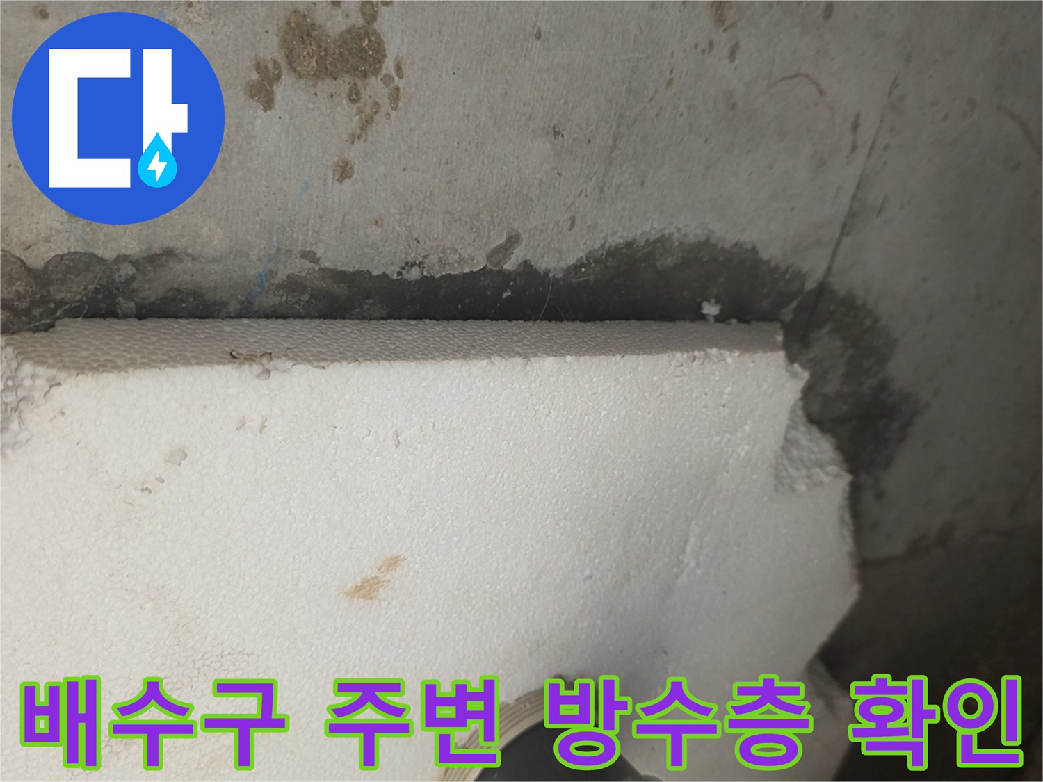화장실-배수구-주변-오염된-방수층-상태