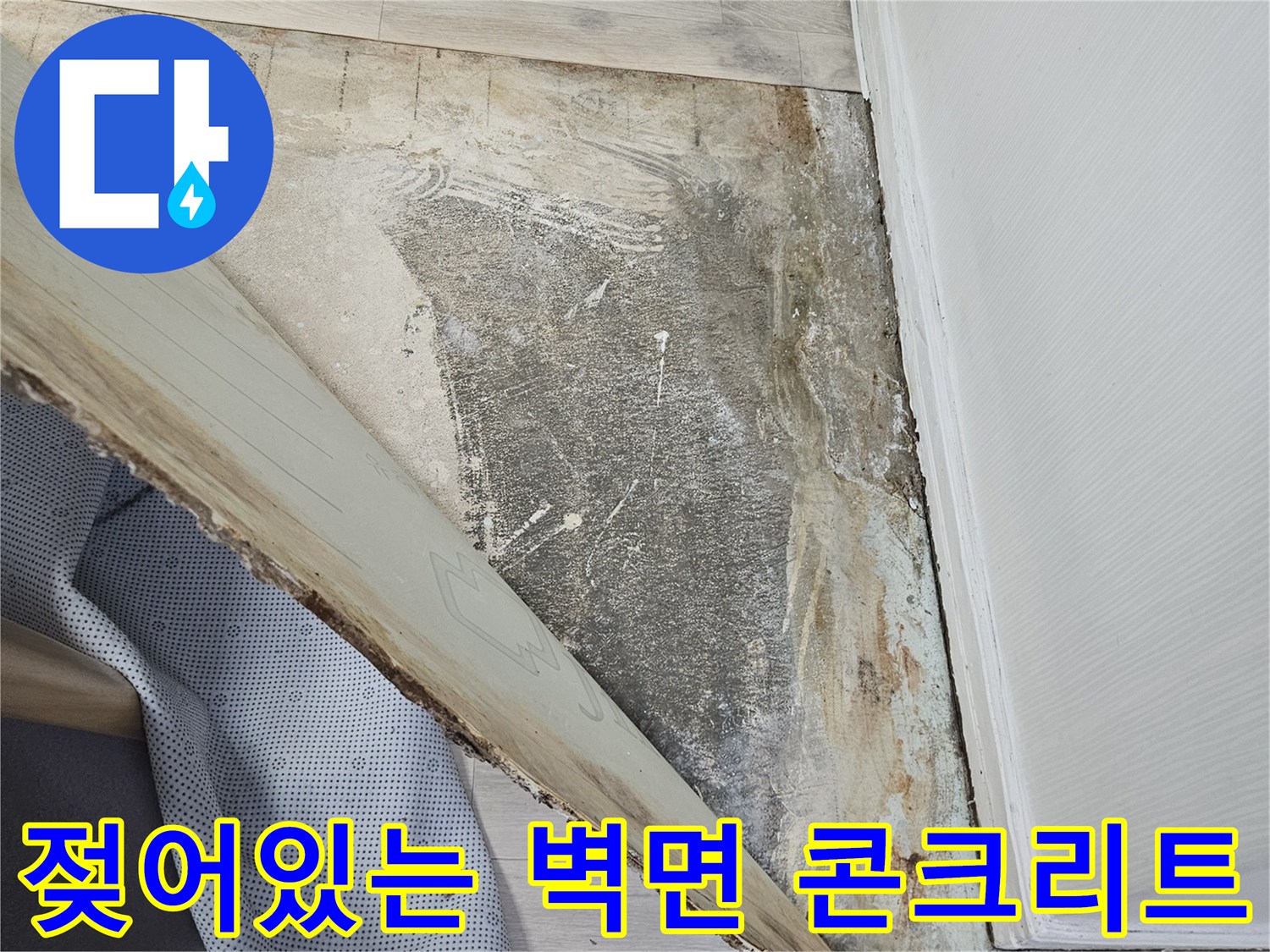 용인 수지구 현장-습기를 머금은 벽체 하단부 콘크리트 면