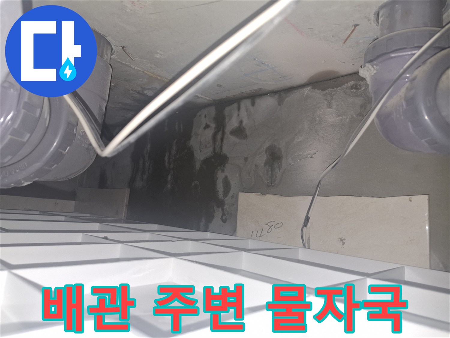 양주 삼숭동 현장-화장실 배관 주변의 검은색 물자국과 습기 상태