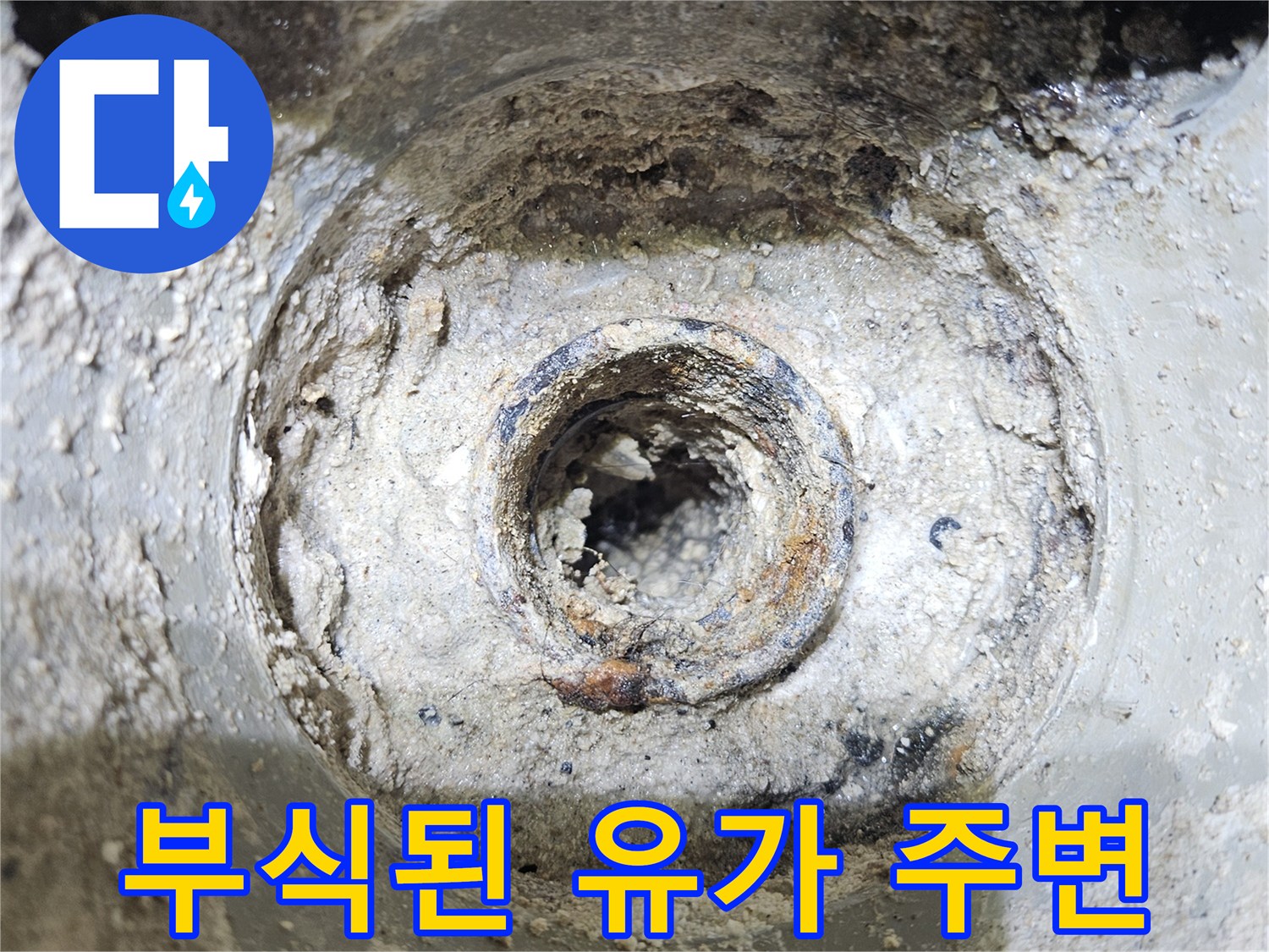 파손된-방수재와-이물질이-섞인-배수구